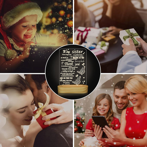 3D I Love You Sister LED Night Light Gift